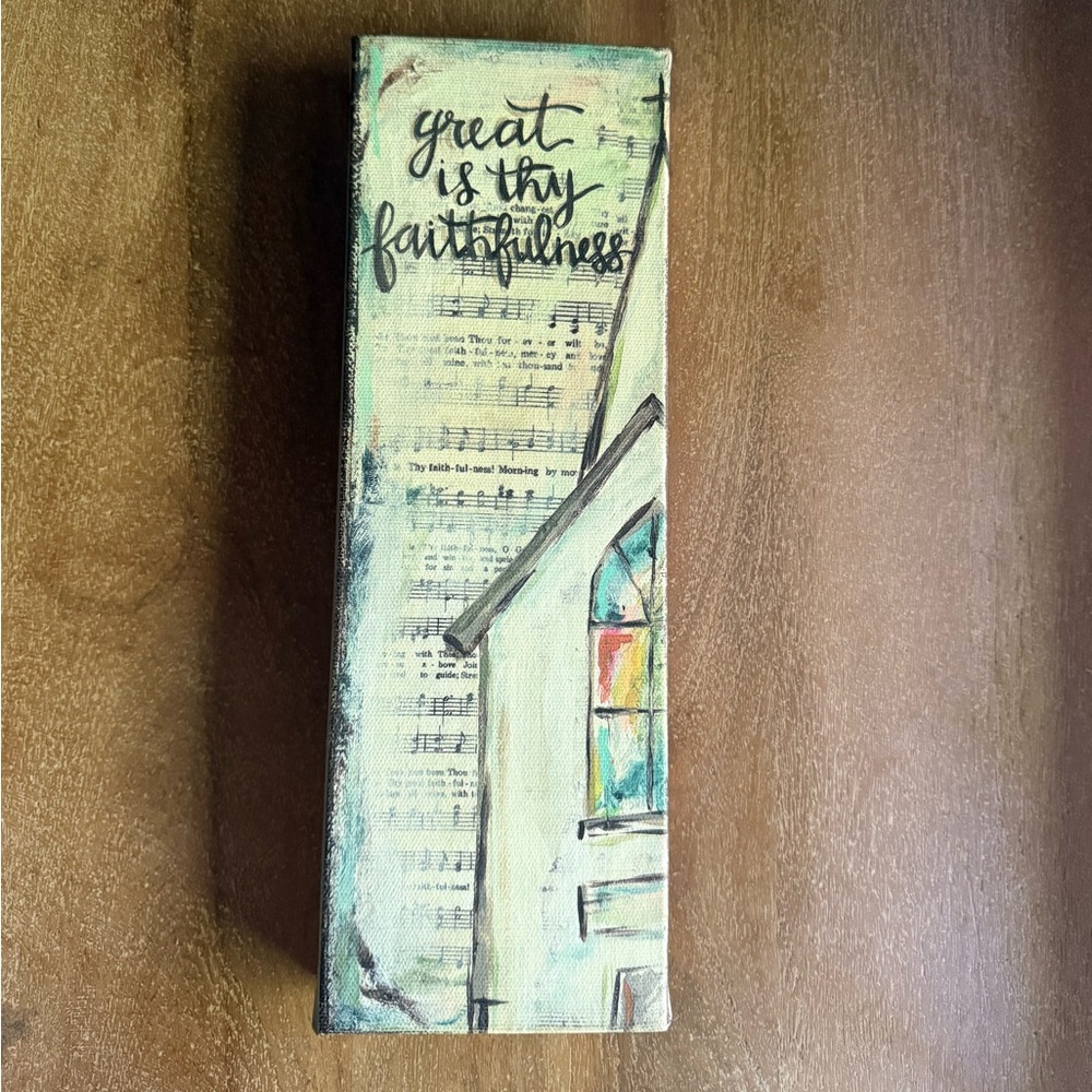 Inspirational Wall Art: Great Is Thy Faithfulness Hymn Stained Glass Music Notes